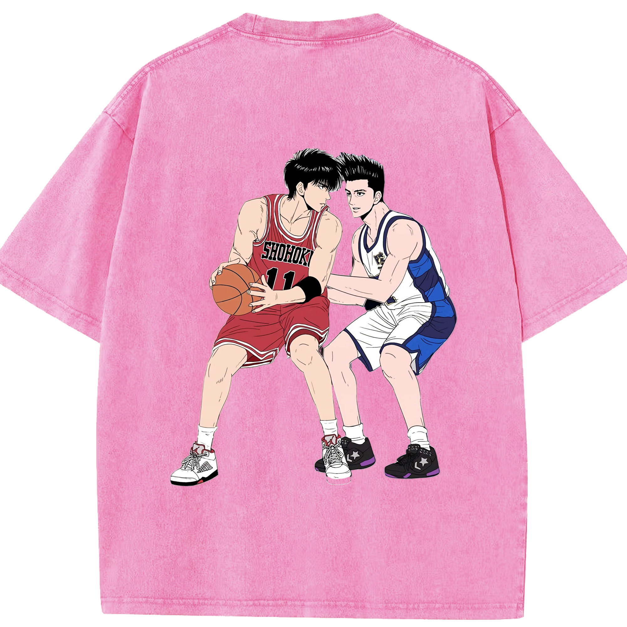 SLAM DUNK／スラムダンク 綿100% ヴィンテージ風 半袖Tシャツ（背面プリント）